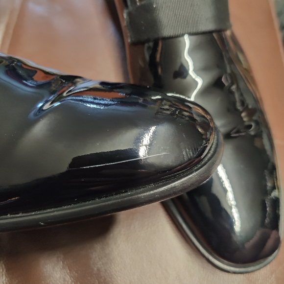 SALVATORE FERRAGAMO Black Patent Leather Tuxedo Shoes size 7 - Picture 9 of 10